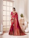 Adorable Red Silk Thread Work Saree
