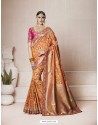 Lovely Camel Silk Thread Work Saree