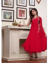 Red Embroidered Work Anarkali Suit