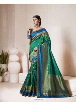 Buy Classic Dark Green Silk Saree | Wedding Sarees