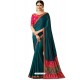 Tealblue Silk Embroidered Party Wear Saree