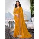 Yellow Lace Work Georgette Casual Saree