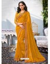 Yellow Lace Work Georgette Casual Saree