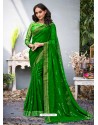 Glorious Green Lace Work Georgette Casual Saree