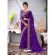 Violet Lace Work Georgette Casual Saree