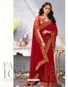 Red Lace Work Georgette Casual Saree