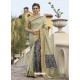 Olive Green Art Silk Printed Party Wear Saree