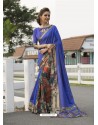 Blue Art Silk Printed Party Wear Saree