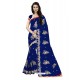 Lustrous Navy Blue Georgette Embroidered Saree