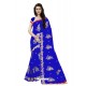 Flawless Royal Blue Georgette Embroidered Saree