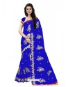 Flawless Royal Blue Georgette Embroidered Saree