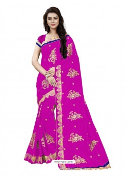 Marvelous Pink Georgette Embroidered Saree
