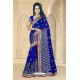 Perfect Royal Blue Georgette Embroidered Saree