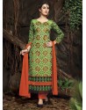Green And Orange Chanderi Silk Salwar Kameez