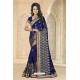 Desirable Navy blue Georgette Embroidered Saree