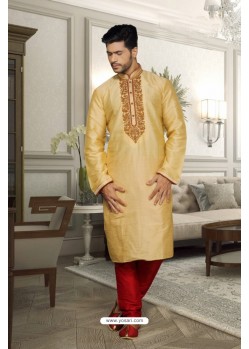 Yellow Dupion Kurta Pajama