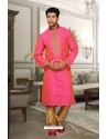 Fuchsia Booty Jacquard Kurta Pajama