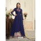 Navy Blue Georgette Embroidered Floor Length Suit