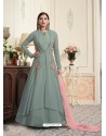 Gorgeous Dull Grey Embroidered Georgette Suit