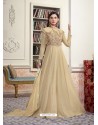 Beige Jacquard Embroidered Floor Length Suit