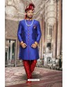 Incredible Royal Blue Dupion Sherwani