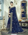 Incredible Navy Blue Dual Tone Silk Saree