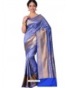 Fabulous Royal Blue Banarasi Silk Saree