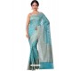Turquoise Banarasi Silk Saree