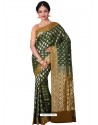 Markable Dark Green Banarasi Silk Saree