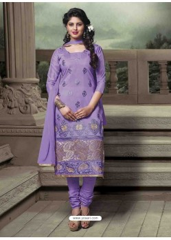 Purple Chanderi Silk Churidar Suit