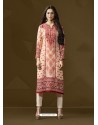 Adorable Off White Cotton Satin Printed Suit