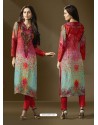 Stylish Multi Colour Cotton Satin Printed Suit