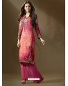 Imperial Pink Printed Palazzo Suit