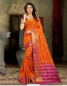Phenomenal Orange Banarasi Silk Saree