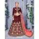 Heavy Designer Maroon Valvet Lehenga Choli