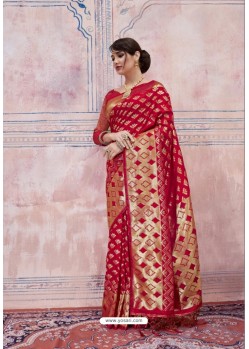 Modern Red Silk Saree
