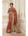 Perfect Red Jacquard Silk Embroidered Saree