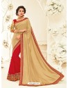 Fab Red Georgette Embroidered Saree
