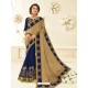 Charming Navy Blue Embroidered Saree