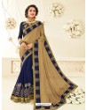 Charming Navy Blue Embroidered Saree