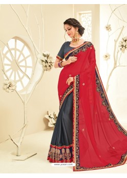 Remarkable Carbon Embroidered Saree