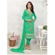 Competent Sea Green Cotton Embroidered Suit