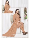 Astounding Rust Cotton Embroidered Suit