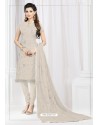 Extraordinary Silver Cotton Embroidered Suit