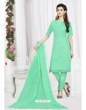 Unbelievable Sea Green Cotton Embroidered Suit