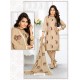 Mind Blowing Beige Cotton Embroidered Suit