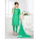 Attractive Green Cotton Embroidered Suit