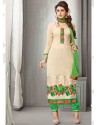 Green And Cream Chanderi Silk Salwar Kameez