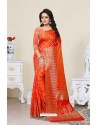 Glorious Orange Banarasi Silk Saree