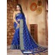 Glowing Royal Blue Silk Embroidered Saree